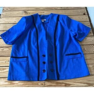 Pablo Collection Button Detail Top Petite Size 24WP Women’s Blue Open Front